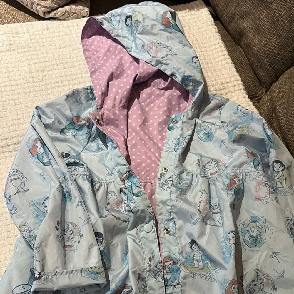 Gently Loved Disney Reversible Raincoat Animators Collection Hooded Jacket